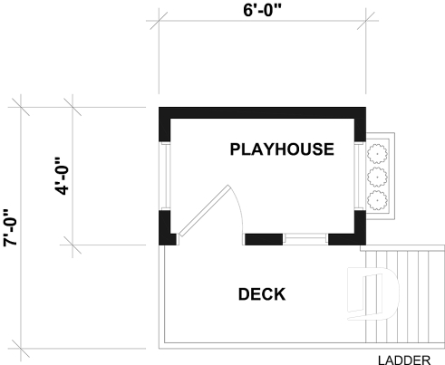 1st level -  Free child's playhouse plan with sandbox. - Nina