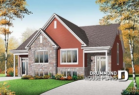 front - BASE MODEL - Semi detached, 3 bedroom, 2 bathroom house plan with laudry room on main, open concept, large kitchen - Homewood 2