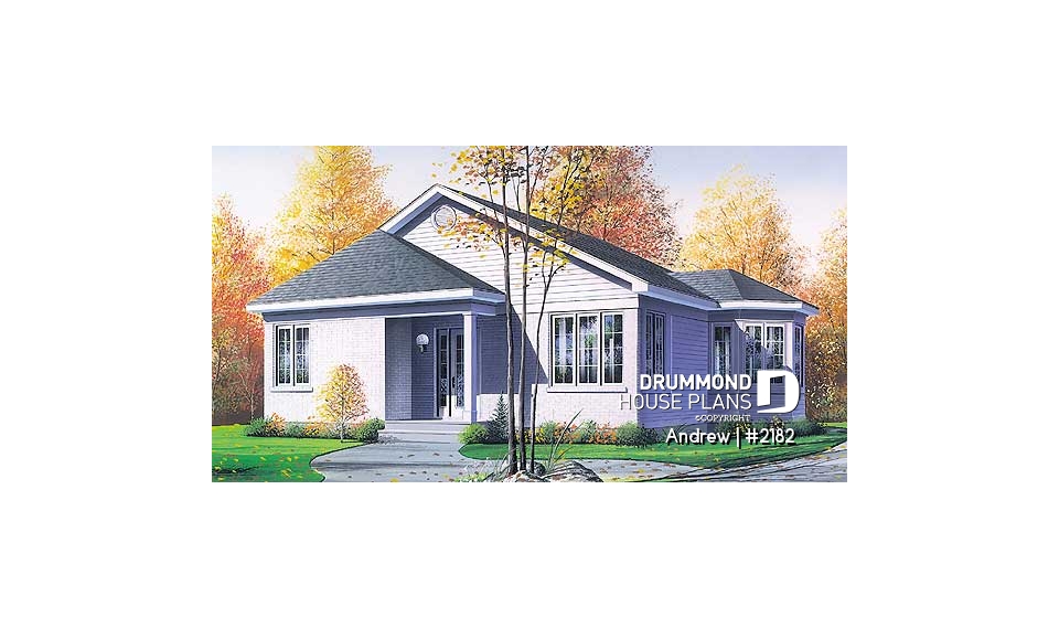 front - BASE MODEL - Charming small 2 bedroom country style house plan with lots of natural light - Andrew