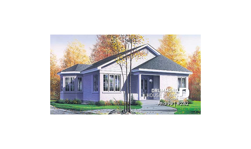 front - BASE MODEL - Charming small 2 bedroom country style house plan with lots of natural light - Andrew
