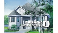 front - BASE MODEL - Small split-entry house plan with bright living room, kitchen with island, 2 bedrooms - Irene