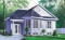 front - BASE MODEL - Split entry one-storey house plan with 2 bedrooms, country style, budget-friendly home - Sarah