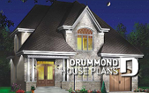 front - BASE MODEL - House plan with large laundry room, 2-sided fireplace, 4 bedrooms, garage - Casareve