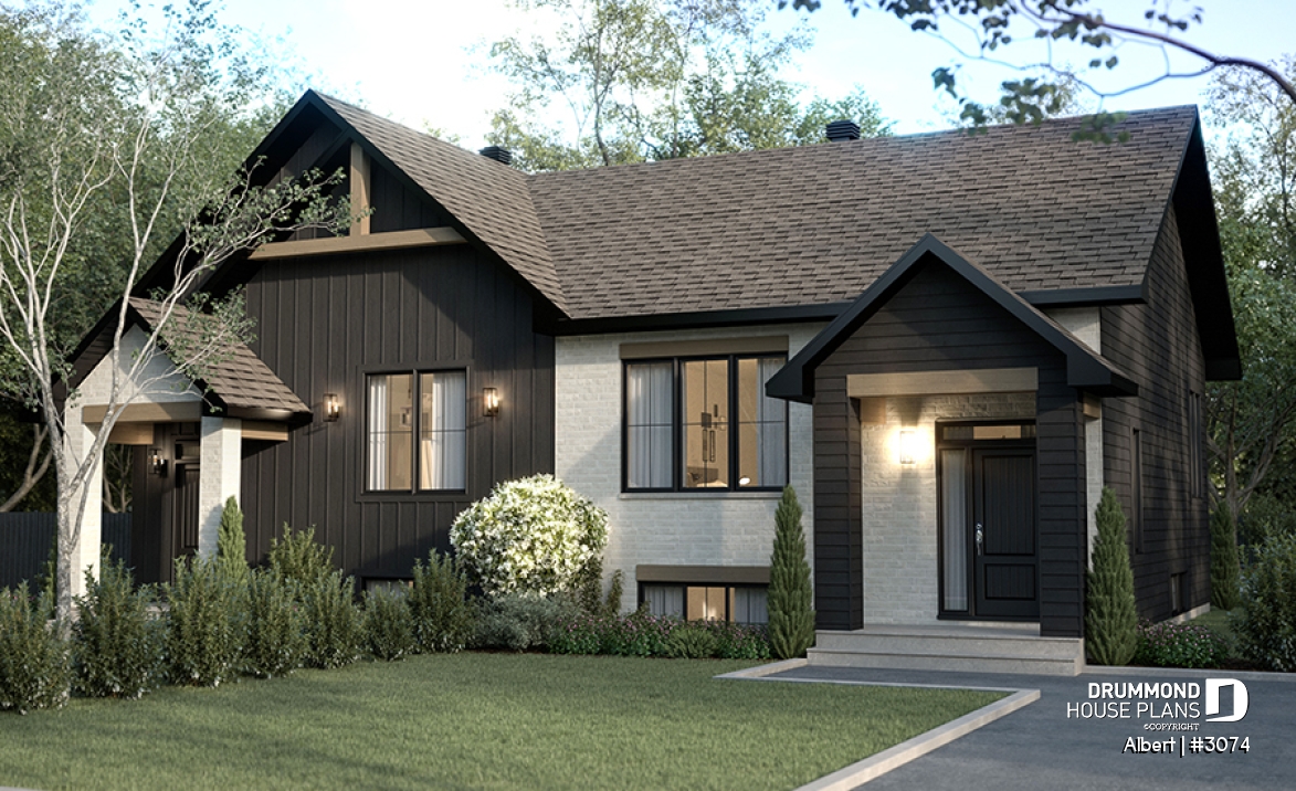 front - BASE MODEL - Semi-detached house plan offering two different ground floor layouts and a total of 3 bedrooms - Albert