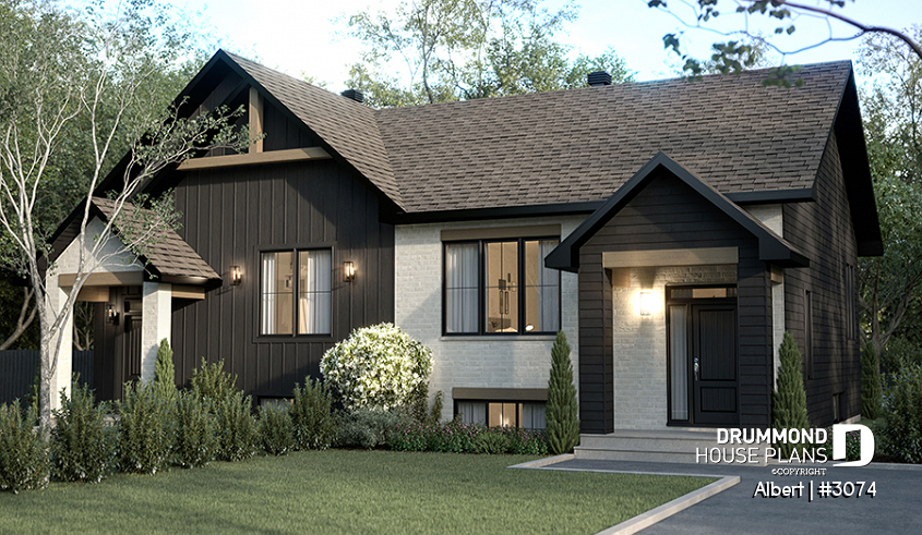 front - BASE MODEL - Semi-detached house plan offering two different ground floor layouts and a total of 3 bedrooms - Albert