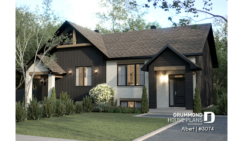 front - BASE MODEL - Semi-detached house plan offering two different ground floor layouts and a total of 3 bedrooms - Albert