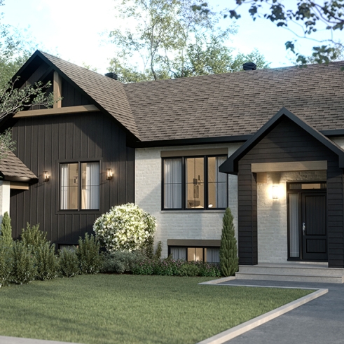 front - BASE MODEL - Semi-detached house plan offering two different ground floor layouts and a total of 3 bedrooms - Albert