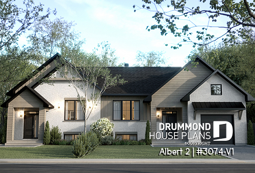 alternate - Semi-detached model with garage on one side, 3 bedrooms and 2 bathrooms per unit, open concept - Albert 2