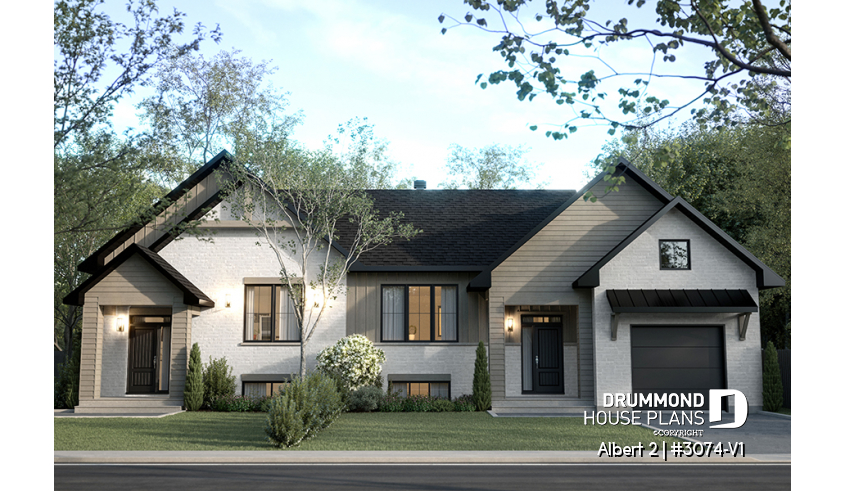 alternate - Semi-detached model with garage on one side, 3 bedrooms and 2 bathrooms per unit, open concept - Albert 2