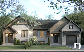 Color version 1 - Front - Semi-detached model with garage on one side, 3 bedrooms and 2 bathrooms per unit, open concept - Albert 2