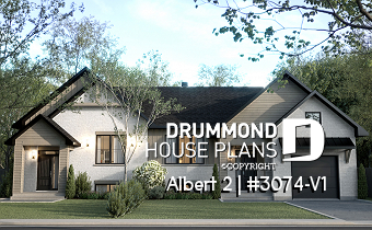 front - BASE MODEL - Semi-detached model with garage on one side, 3 bedrooms and 2 bathrooms per unit, open concept - Albert 2