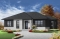 Color version 4 - Front - Economical Contemporary Modern House Plan with open floor plan layout, large kitchen island - Gallieni