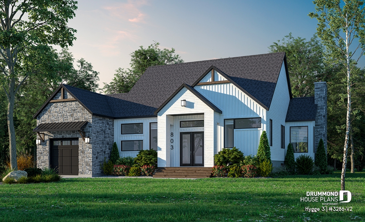 front - BASE MODEL - 1686 sq.ft. Scandinavian home: 3 bedrooms, owner’s suite, 11'9" split entry and bright open living - Hygge 3
