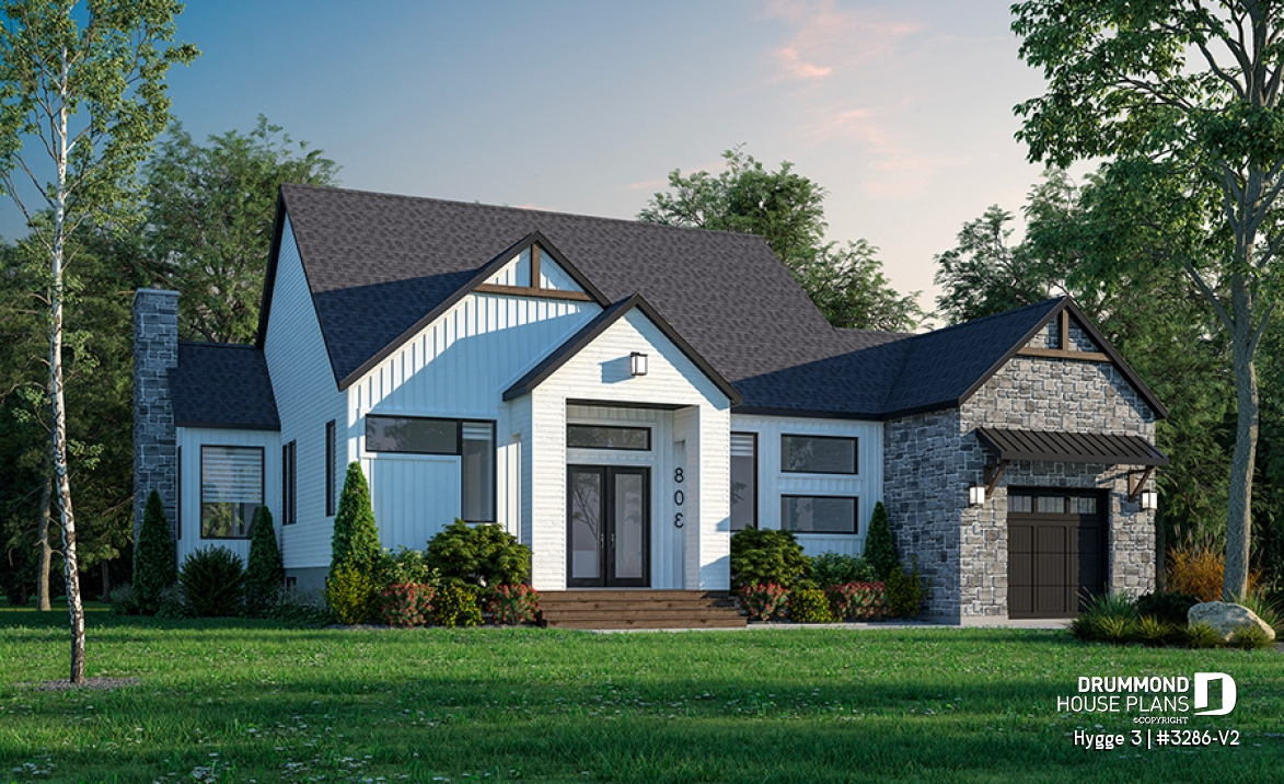front - BASE MODEL - 1686 sq.ft. Scandinavian home: 3 bedrooms, owner’s suite, 11'9" split entry and bright open living - Hygge 3