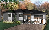 front - BASE MODEL - One-story split entry affordable house plan with attached garage, 2 bedrooms, laundry area - Aspendale 6