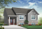 front - BASE MODEL - Low building cost 2 bedroom split level house plan, 12' high ceiling in foyer, open concept, kitchen island - Aspendale 2