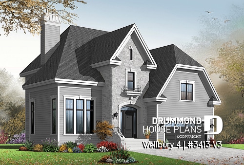 front - BASE MODEL - 4 bedroom house plan, master suite, large laundry room, great kitchen island, double garage - Wellbury 4