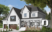 front - BASE MODEL - Modern farmhouse plan, 3 beds. 2.5 baths, family & living rooms, office, fireplace, laundry room, 3-car garage - Merriwood 4
