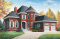 front - BASE MODEL - European 3 bedroom house plan with a 2-car garage, 3 bedrooms, home office, sunken living room - Willingdon 3