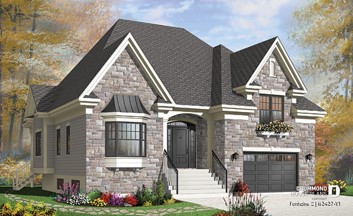 front - BASE MODEL - European style with terrace and  3 large bedrooms and garage - Fontaine 2