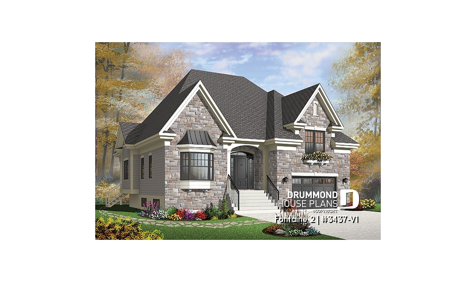 front - BASE MODEL - European style with terrace and  3 large bedrooms and garage - Fontaine 2