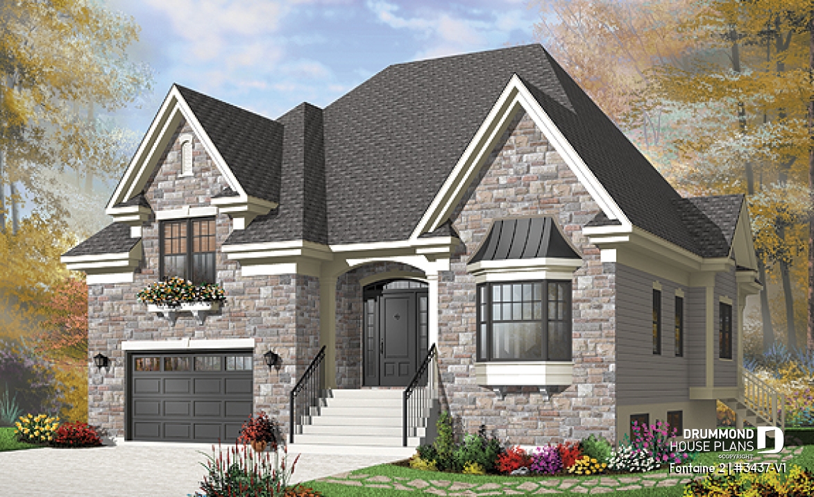 front - BASE MODEL - European style with terrace and  3 large bedrooms and garage - Fontaine 2