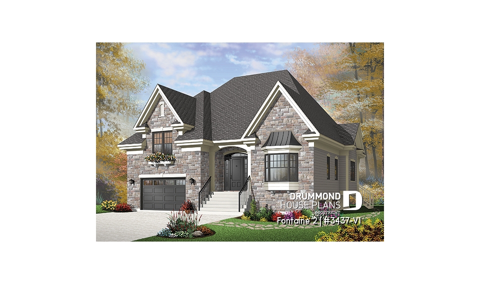 front - BASE MODEL - European style with terrace and  3 large bedrooms and garage - Fontaine 2