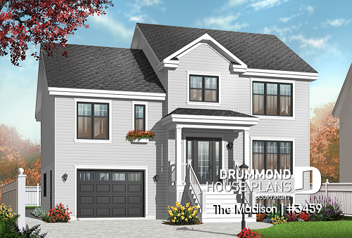 Color version 3 - Front - Modern rustic 4 to 5 bedrooms house plan, laundry on second floor, garage, master suite, open concept - The Madison