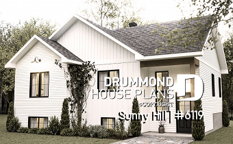 front - BASE MODEL - Split-level home plan with 4 bedrooms, 2 bathrooms, master on main level, covered rear terrace - Sunny Hill