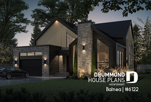 front - BASE MODEL - Scandinavian style house plan, superb kitchen with pantry & back kitchen, large master suite w/private balcony - Balnea