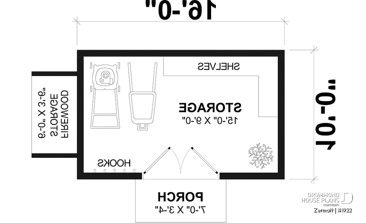 1st level - Stylish and simple shed plan with shelf and log storage areas - Zermatt