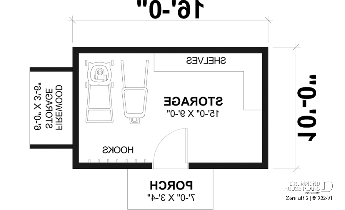 1st level - Stylish and simple shed plan with shelf and log storage areas - Zermatt 2
