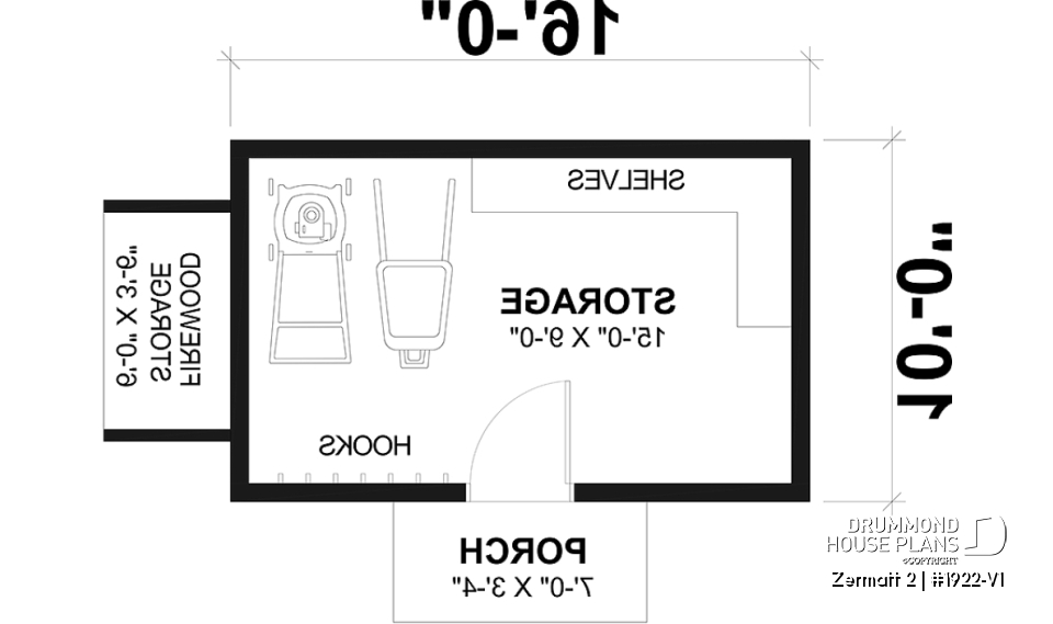 1st level - Stylish and simple shed plan with shelf and log storage areas - Zermatt 2