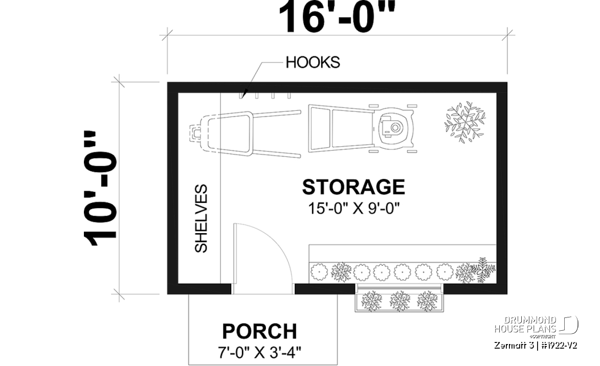 1st level - Stylish and simple shed plan with shelf and log storage areas - Zermatt 3