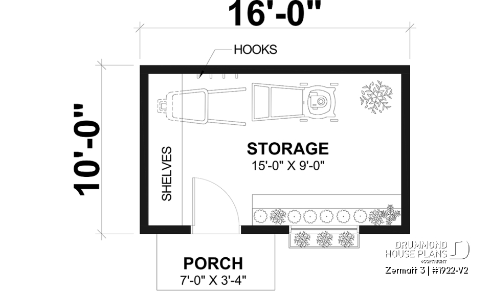 1st level - Stylish and simple shed plan with shelf and log storage areas - Zermatt 3