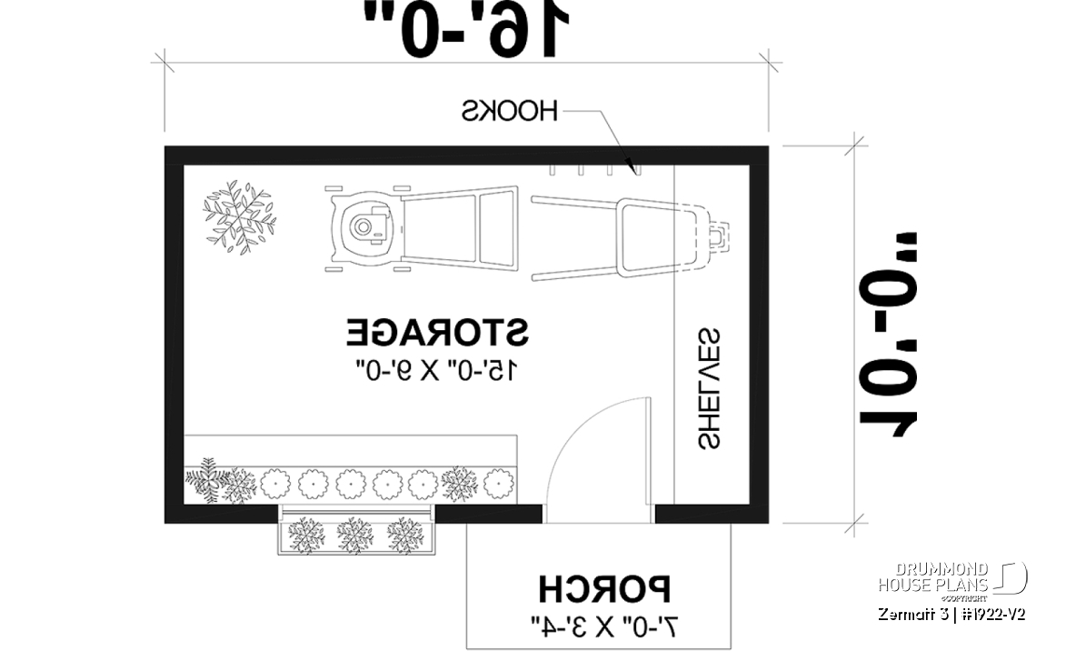 1st level - Stylish and simple shed plan with shelf and log storage areas - Zermatt 3