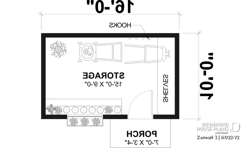 1st level - Stylish and simple shed plan with shelf and log storage areas - Zermatt 3