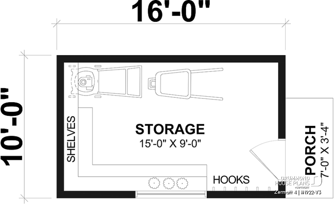1st level - Stylish and simple shed plan with shelf and log storage areas - Zermatt 4