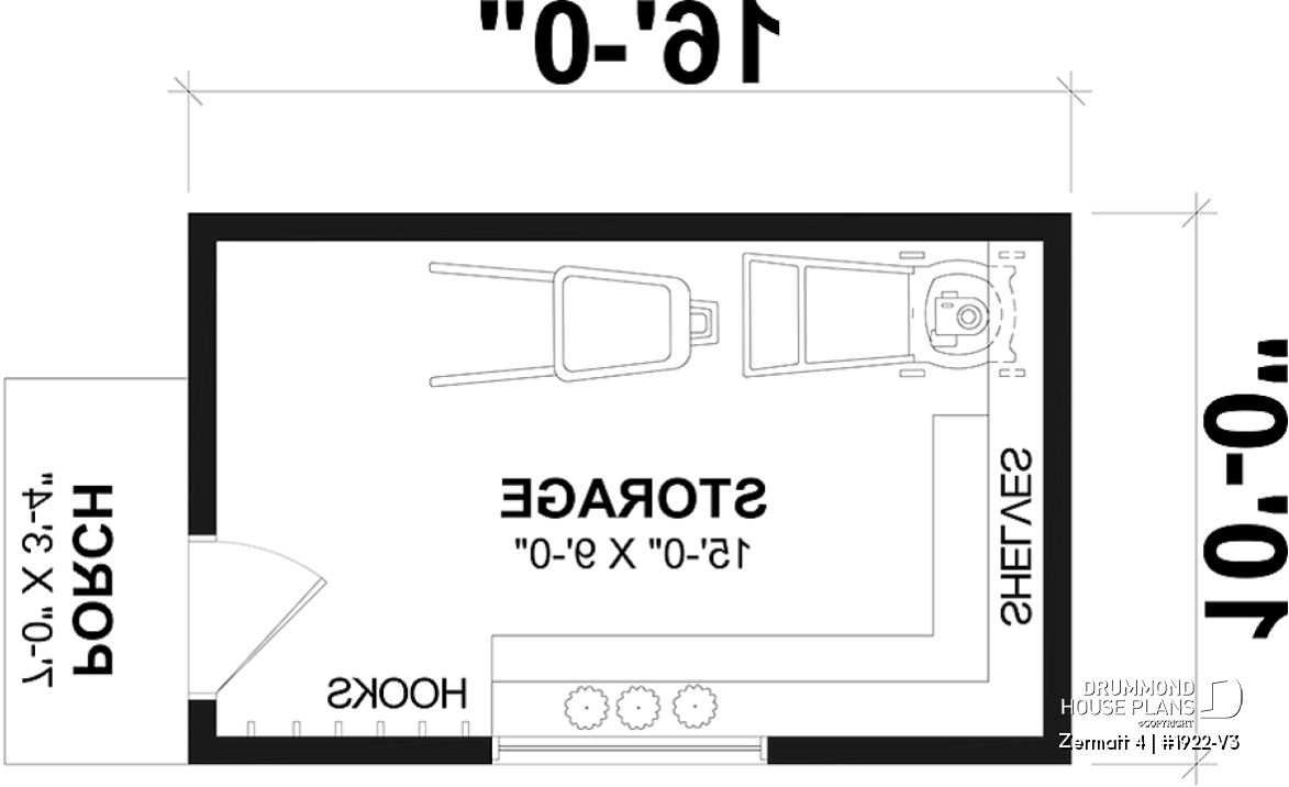 1st level - Stylish and simple shed plan with shelf and log storage areas - Zermatt 4