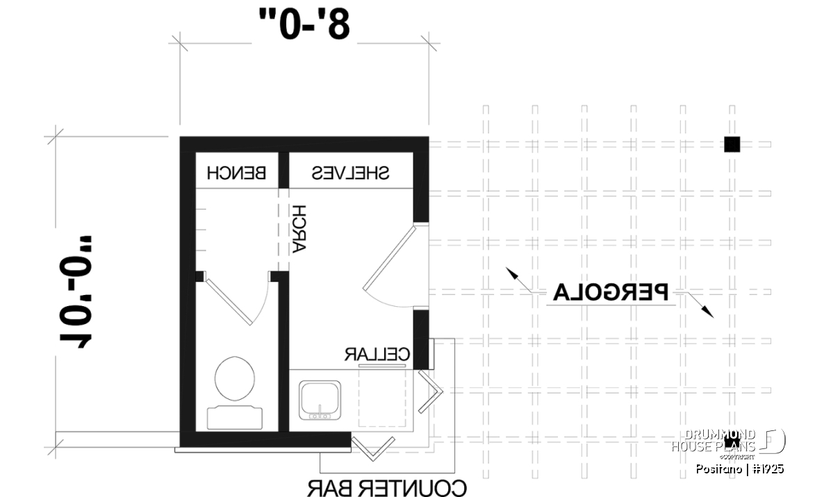 1st level - European-style pool house 10' x 8' with outdoor bar, pergola, sink and bathroom - Positano