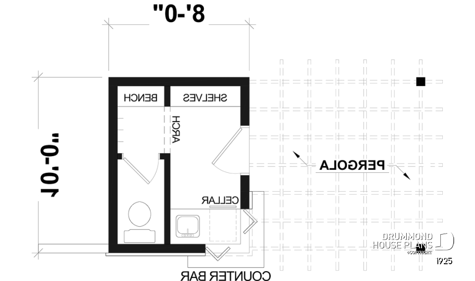 1st level - European-style pool house 10' x 8' with outdoor bar, pergola, sink and bathroom - Positano