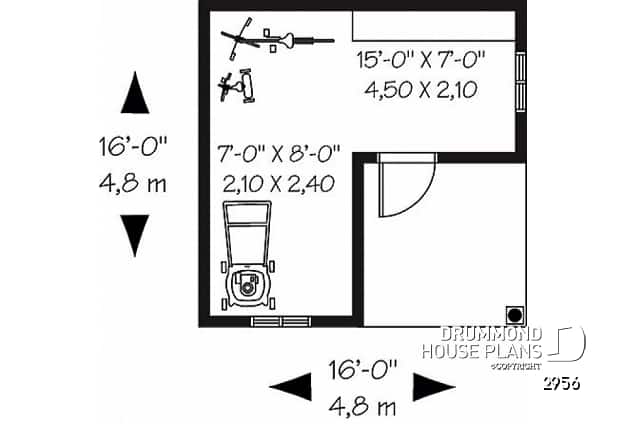 1st level - Garden shed plan 16' x 16' - Remisette