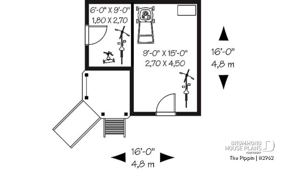 1st level - Small garden shed plan with play area for children - The Pippin