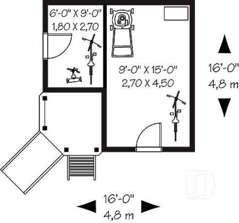 1st level - Small garden shed plan with play area for children - The Pippin