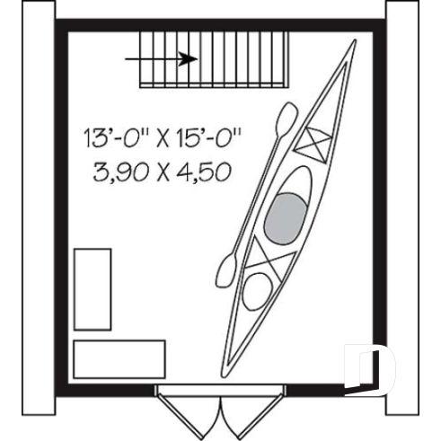 2nd level - Barn style shed plan, with upstairs storage accessible by stairs - Garden shed