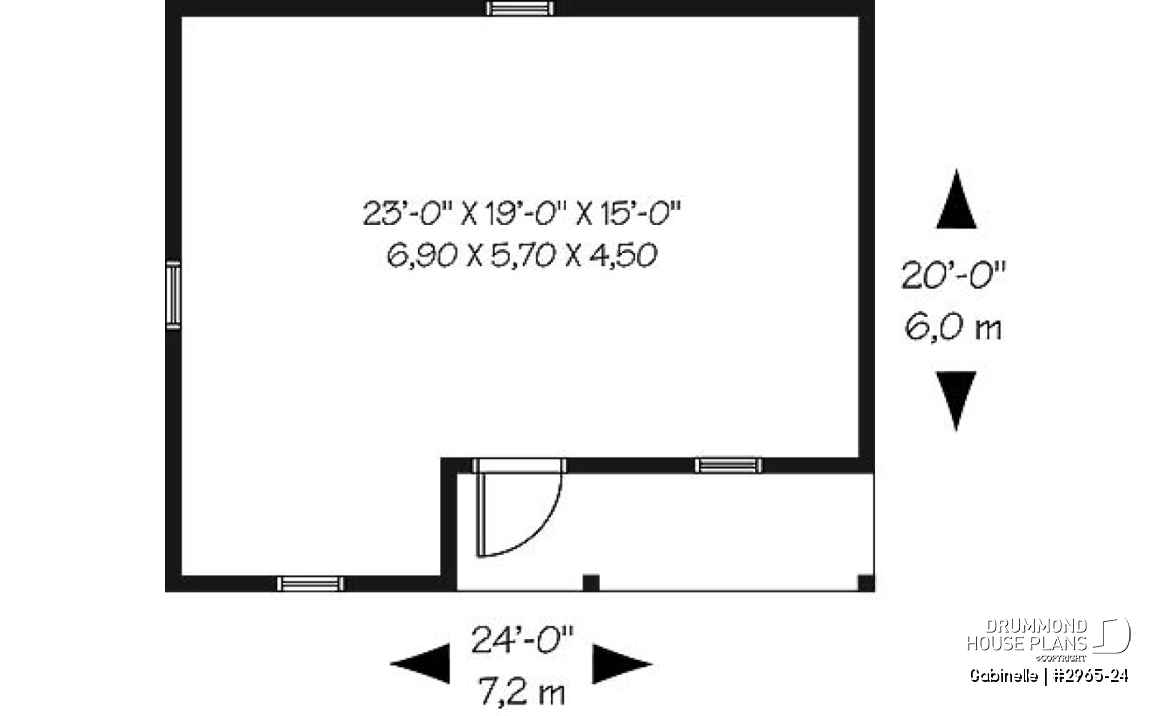 1st level - Construction plan for large shed of 423 sf. with covered front balcony - Gabinelle