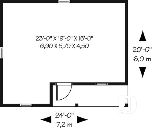1st level - Construction plan for large shed of 423 sf. with covered front balcony - Gabinelle