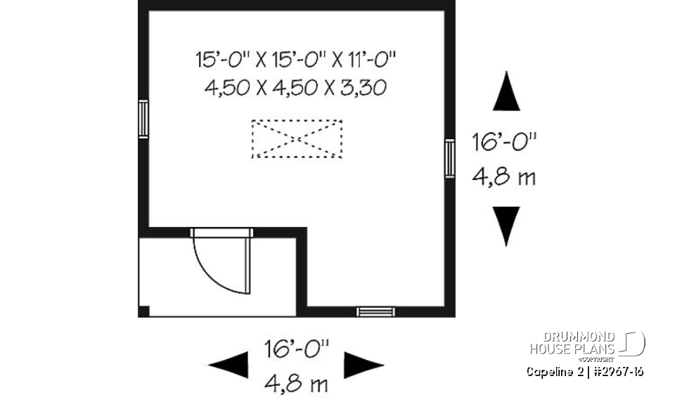 1st level - Affordable garden shed plan with storage in attic - Capeline 2