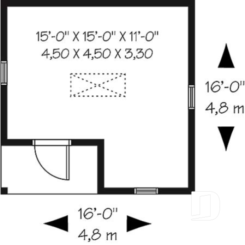 1st level - Affordable garden shed plan with storage in attic - Capeline 2