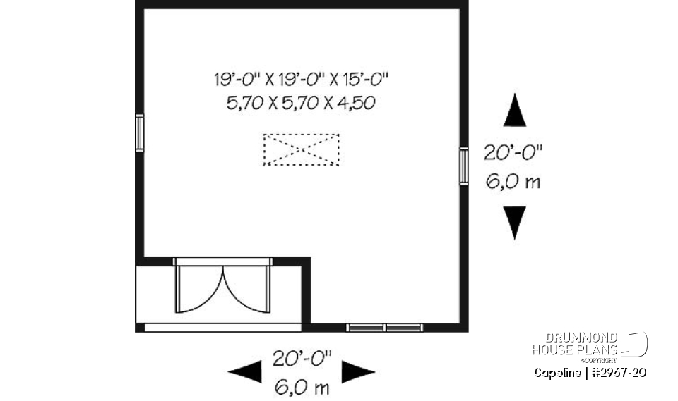 1st level - Garden shed plan with storage in attic - Capeline